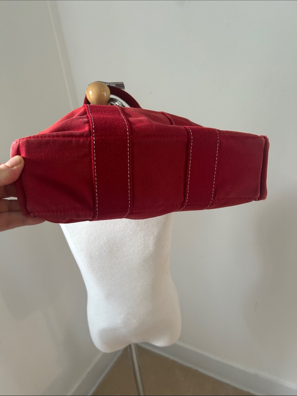 Hermes Fourre Tout PM Red Canvas Tote Bag - Picture 5 of 11